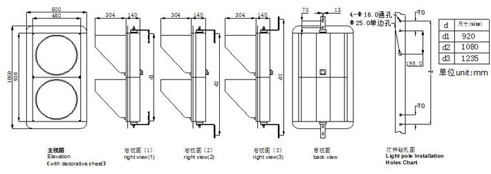 自行车指示灯尺寸图